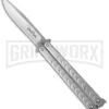 Benchmark Bowie Butterfly Knife - Stonewash Plain -Best Knifes Shop benchmark butterfly bm001 backwards cm large