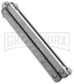 Benchmark Bowie Butterfly Knife - Stonewash Plain -Best Knifes Shop benchmark butterfly bm001 side cm large