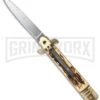 8" Leverlock Stag Horn Automatic Knife - Bayonet -Best Knifes Shop bladeplay stilleto gbs61 cm large