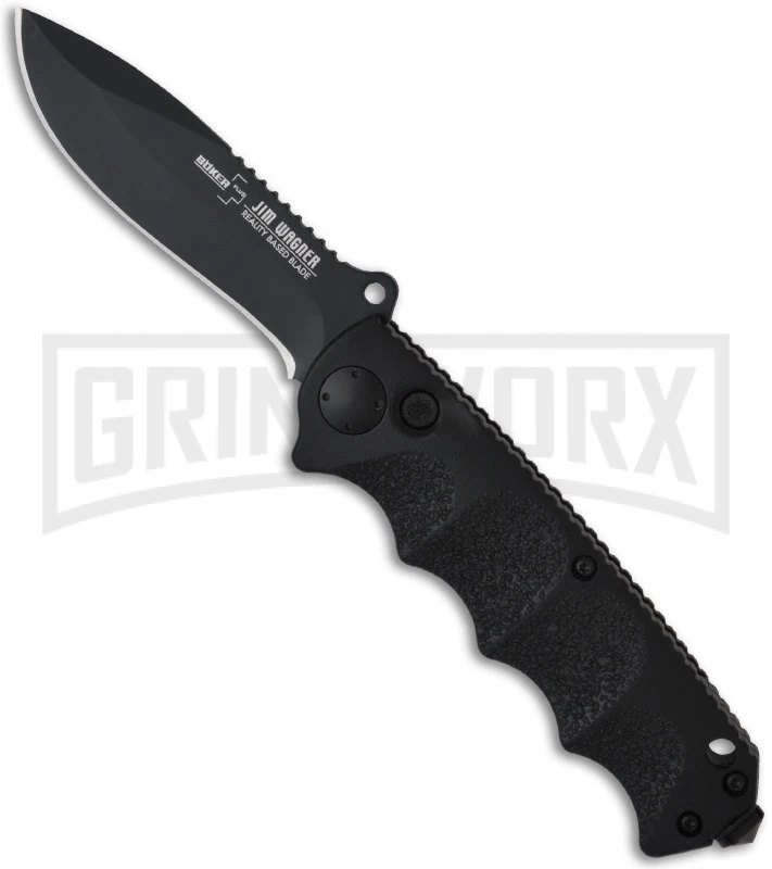 Boker Plus Reality-Based Black Automatic Knife - Black Plain 3 Boker Plus Reality-Based Black Automatic Knife - Black Plain