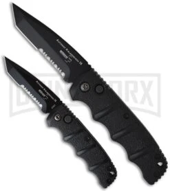 Boker Mini Kalashnikov Black Automatic Knife - Tanto Black Serr -Best Knifes Shop boker kalashnikov mini 01kals73bts size comparison large