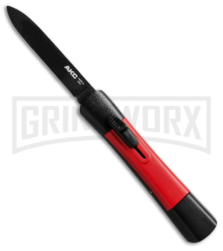 AKC Concord Black/Red OTF Automatic Knife - Flat Grind Black Plain 3 AKC Concord Black/Red OTF Automatic Knife - Flat Grind Black Plain