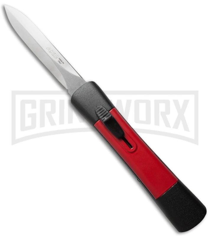 AKC Concord Black/Red OTF Automatic Knife - Dagger Satin Plain 3 AKC Concord Black/Red OTF Automatic Knife - Dagger Satin Plain