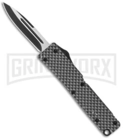 Firecracker Mini Sim. Carbon Fiber D/A OTF Automatic Knife - Two Tone