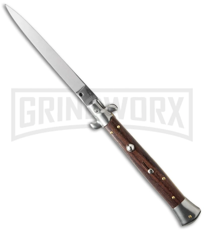 Frank B. 11" Italian Stiletto Cocobolo Wood Automatic Knife - Flat Grind 3 Frank B. 11" Italian Stiletto Cocobolo Wood Automatic Knife - Flat Grind