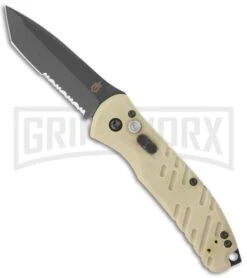 Gerber Propel Downrange Desert Tan Automatic Knife - Tanto Black Serr