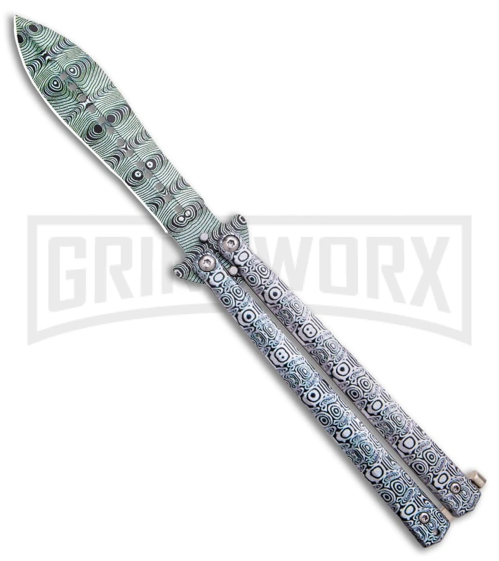 Chalkhill Balisong Black Butterfly Knife - Spear Point Pattern Finished 3 Chalkhill Balisong Black Butterfly Knife - Spear Point Pattern Finished