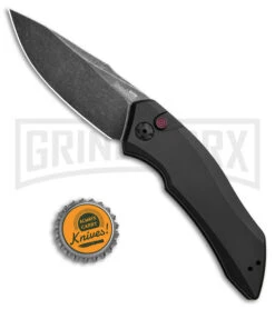 Kershaw Launch 1 Black Aluminum Automatic Knife - Blackwash Plain -Best Knifes Shop kershaw launch 1 blackwash 7100BW BHQ 27374 jr bottlecap large