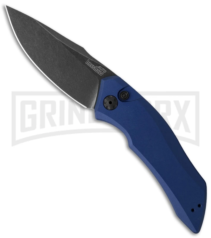 Kershaw Launch 1 Blue Aluminum Automatic Knife - Blackwash Plain 3 Kershaw Launch 1 Blue Aluminum Automatic Knife - Blackwash Plain