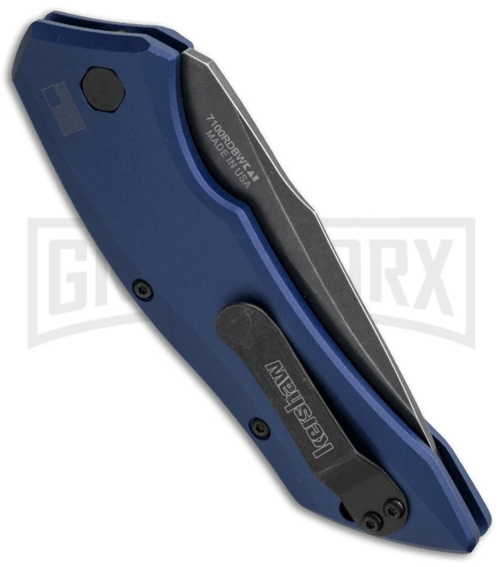 Kershaw Launch 1 Blue Aluminum Automatic Knife - Blackwash Plain 5 Kershaw Launch 1 Blue Aluminum Automatic Knife - Blackwash Plain - Image 3