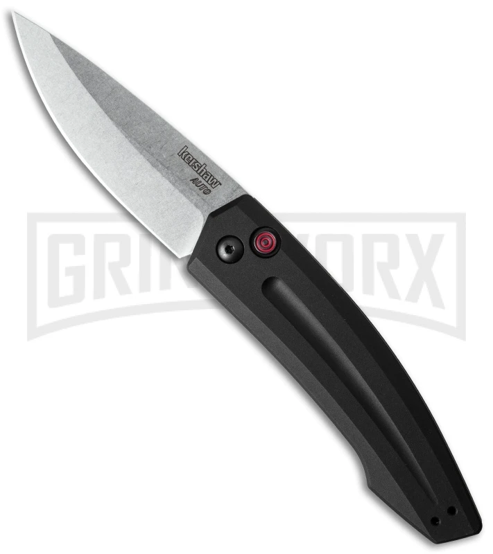 Kershaw Launch 2 Black Aluminum Automatic Knife - Stonewash Plain 3 Kershaw Launch 2 Black Aluminum Automatic Knife - Stonewash Plain