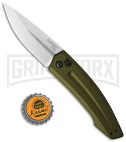 Kershaw Launch 2 OD Green Aluminum Automatic Knife - Stonewash Plain -Best Knifes Shop kershaw launch auto 2 sw 7200swol cm bhq 32693 jr bottlecap large