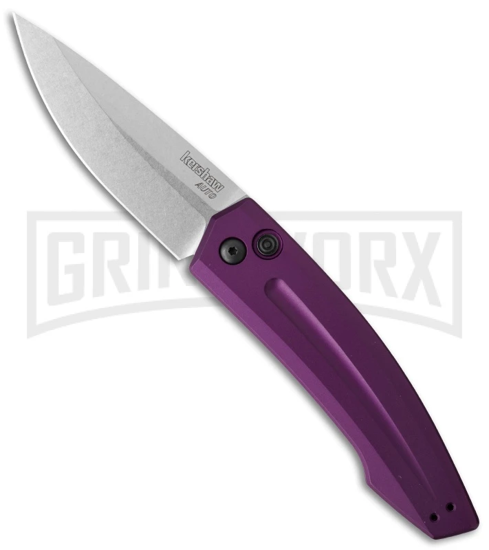 Kershaw Launch 2 Purple Aluminum Automatic Knife - Stonewash Plain 3 Kershaw Launch 2 Purple Aluminum Automatic Knife - Stonewash Plain