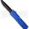 Lightning Blue D/A OTF Automatic Knife - Black Serr -Best Knifes Shop lightning blue black serr cm large