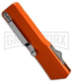 Lightning Orange D/A OTF Automatic Knife - Black Dagger Serr 7 Lightning Orange D/A OTF Automatic Knife - Black Dagger Serr -Best Knifes Shop lightning orange black dagger serr bottom cm large