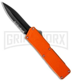 Lightning Orange D/A OTF Automatic Knife - Black Dagger Serr