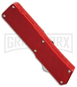Lightning Red D/A OTF Automatic Knife - Dagger Satin Plain -Best Knifes Shop lightning red satin dagger plain bottom cm large