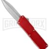 Lightning Red D/A OTF Automatic Knife - Dagger Satin Plain -Best Knifes Shop lightning red satin dagger plain cm large