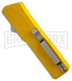 Lightning Yellow D/A OTF Automatic Knife - Black Plain -Best Knifes Shop lightning yellow black plain side large
