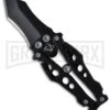 Mantis BK-2B Tanto Bottleneck Butterfly-Style Folding Knife - Black Plain -Best Knifes Shop mantis knives bk 2b large