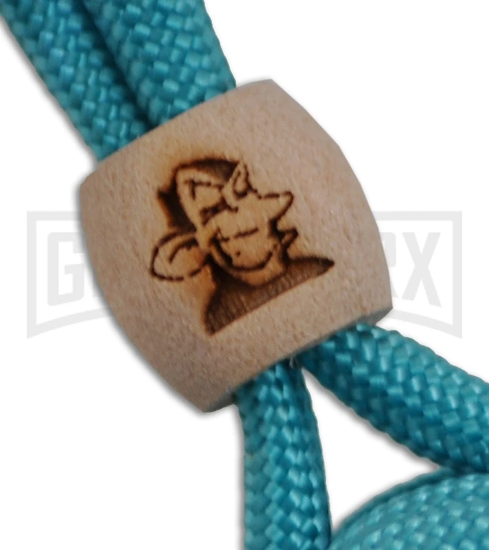 Monkey Knuts Knut Buster Neon Turquoise Keychain Lanyard W/ Wooden Barrel 4 Monkey Knuts Knut Buster Neon Turquoise Keychain Lanyard W/ Wooden Barrel - Image 2