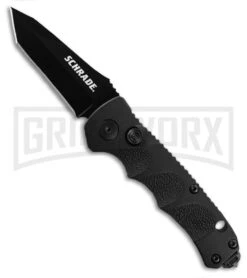 Schrade Mini Black Automatic Knife - Tanto Black Plain
