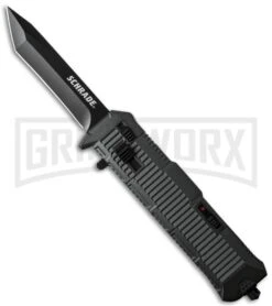 Schrade SCHOTF8TB Viper OTF Black Aluminum Assisted Knife - Tanto Black Plain
