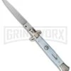 SKM 9" Light Blue Pearlex Automatic Stiletto Knife - Satin Flat -Best Knifes Shop skm 9in light blue flat cm large