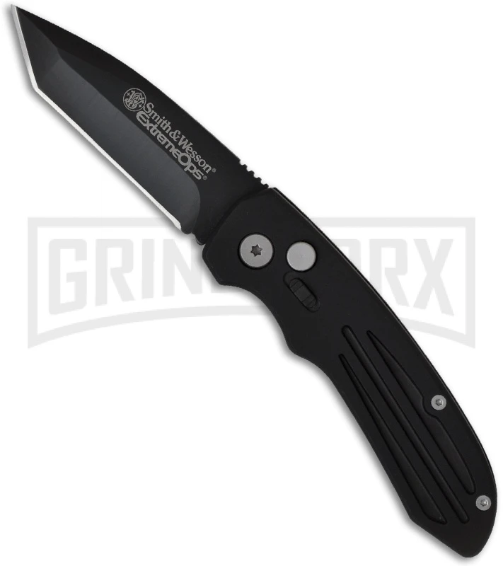 Smith & Wesson Extreme Ops SW50BT Black Automatic Knife - Tanto Black Plain 3 Smith & Wesson Extreme Ops SW50BT Black Automatic Knife - Tanto Black Plain