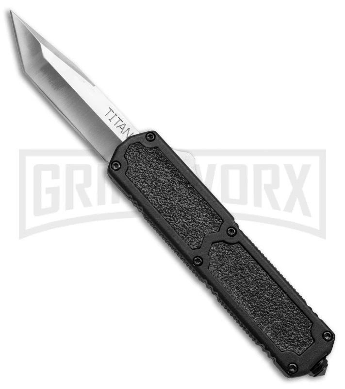 Titan Black D/A OTF Automatic Knife - Tanto Satin Plain 3 Titan Black D/A OTF Automatic Knife - Tanto Satin Plain