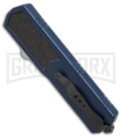 Titan Blue D/A OTF Automatic Knife - Tanto Satin Plain -Best Knifes Shop titan blue tanto BP er side large